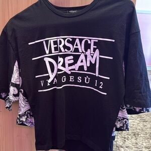 Versace Black Tee with Purple Dream Graphic